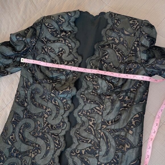 Leon Paule Beverly Hills Vintage Womens Jacket Size Medium Black Scallop Edge - Picture 12 of 16